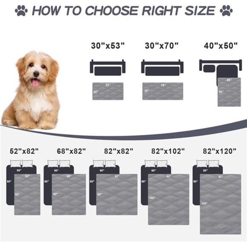 Waterproof Dog Bed Cover Blanket 52x82 Soft Reversible Pet Blanket Gray Comfy NW - Picture 6 of 7